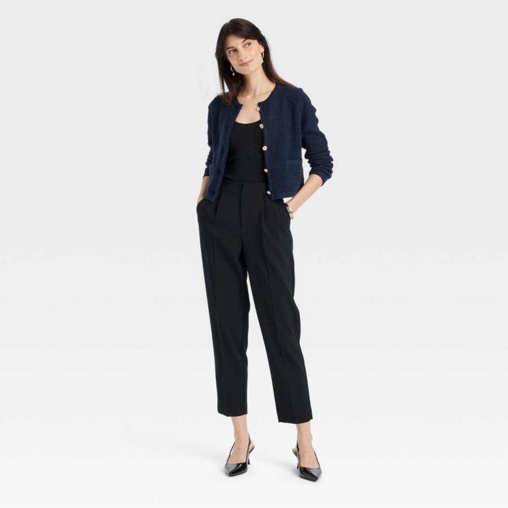 Women's Lady Cardigan - A New Day Black Striped L - Picture 2 of 4